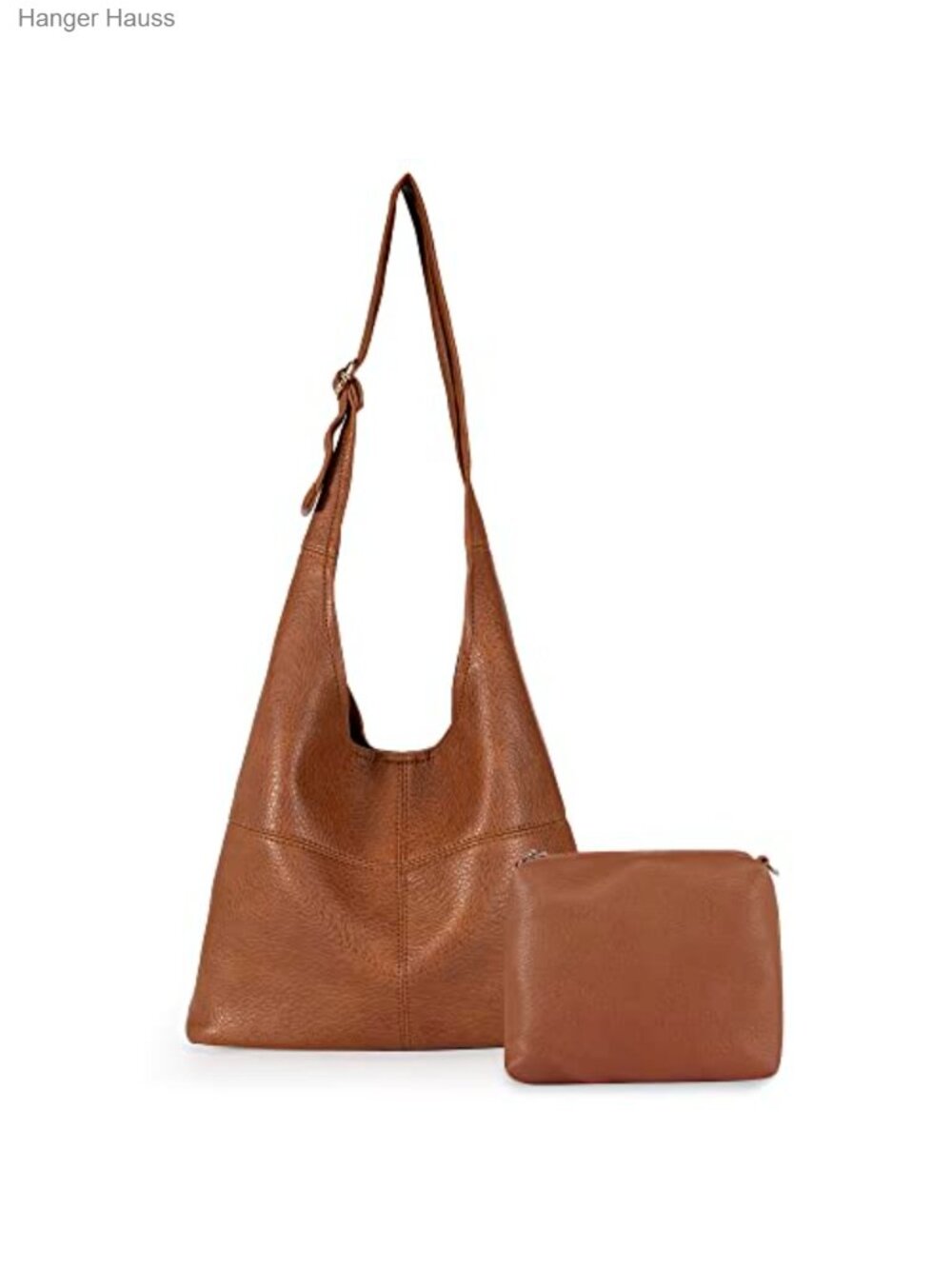 Vegan Leather Hobo Shoulder Bag with Wristlet for Women